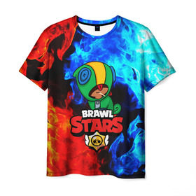 Мужская футболка 3D с принтом BRAWL STARS LEON в Екатеринбурге, 100% полиэфир | прямой крой, круглый вырез горловины, длина до линии бедер | android | brawl stars | games | leon | mobile | stars | игры | леон | мобильные игры