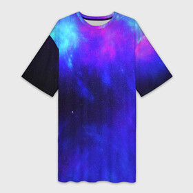 Платье-футболка 3D с принтом СЕВЕРНОЕ СИЯНИЕ в Екатеринбурге,  |  | galaxy | nasa | nebula | space | star | абстракция | вселенная | галактика | звезда | звезды | космический | наса | огонь | планеты