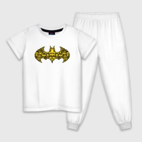 Детская пижама хлопок с принтом Batman logo в Екатеринбурге, 100% хлопок |  брюки и футболка прямого кроя, без карманов, на брюках мягкая резинка на поясе и по низу штанин
 | bat man | batman | batman comics | caped crusader | comics | dark knight | shtatjl | бетмен | брюс уэйн | бэт мен | бэтмен | тёмный рыцарь