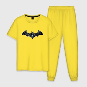 Мужская пижама хлопок с принтом Batman в Екатеринбурге, 100% хлопок | брюки и футболка прямого кроя, без карманов, на брюках мягкая резинка на поясе и по низу штанин
 | bat man | batman | batman comics | caped crusader | comics | dark knight | shtatjl | бетмен | брюс уэйн | бэт мен | бэтмен | тёмный рыцарь