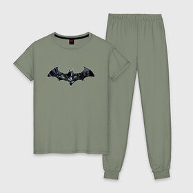 Женская пижама хлопок с принтом Batman в Екатеринбурге, 100% хлопок | брюки и футболка прямого кроя, без карманов, на брюках мягкая резинка на поясе и по низу штанин | bat man | batman | batman comics | caped crusader | comics | dark knight | shtatjl | бетмен | брюс уэйн | бэт мен | бэтмен | тёмный рыцарь