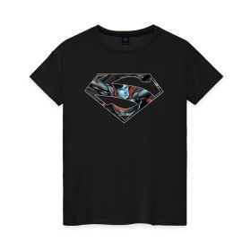 Женская футболка хлопок с принтом Superman в Екатеринбурге, 100% хлопок | прямой крой, круглый вырез горловины, длина до линии бедер, слегка спущенное плечо | clark kent | superman | кларк кент | супермен | супермэн