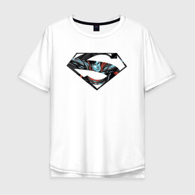 Мужская футболка хлопок Oversize с принтом Superman в Екатеринбурге, 100% хлопок | свободный крой, круглый ворот, “спинка” длиннее передней части | clark kent | superman | кларк кент | супермен | супермэн