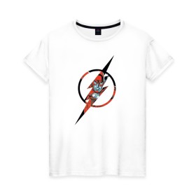 Женская футболка хлопок с принтом Flash в Екатеринбурге, 100% хлопок | прямой крой, круглый вырез горловины, длина до линии бедер, слегка спущенное плечо | barry allen | flash | shtatflash | барри аллен | флеш | флэш