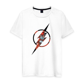 Мужская футболка хлопок с принтом Flash в Екатеринбурге, 100% хлопок | прямой крой, круглый вырез горловины, длина до линии бедер, слегка спущенное плечо. | barry allen | flash | shtatflash | барри аллен | флеш | флэш