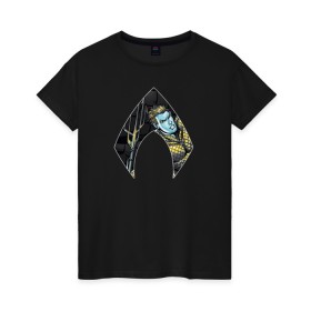 Женская футболка хлопок с принтом Aquaman в Екатеринбурге, 100% хлопок | прямой крой, круглый вырез горловины, длина до линии бедер, слегка спущенное плечо | aquaman | arthur curry | dc | dc comics | shtatjl | аквамен | артур карри