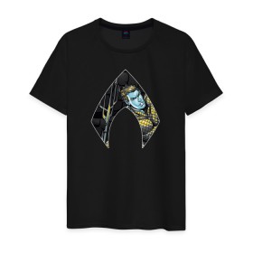 Мужская футболка хлопок с принтом Aquaman в Екатеринбурге, 100% хлопок | прямой крой, круглый вырез горловины, длина до линии бедер, слегка спущенное плечо. | aquaman | arthur curry | dc | dc comics | shtatjl | аквамен | артур карри