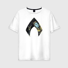 Женская футболка хлопок Oversize с принтом Aquaman в Екатеринбурге, 100% хлопок | свободный крой, круглый ворот, спущенный рукав, длина до линии бедер
 | aquaman | arthur curry | dc | dc comics | shtatjl | аквамен | артур карри
