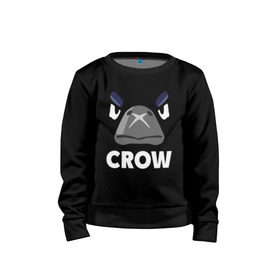 Детский свитшот хлопок с принтом Brawl Stars CROW в Екатеринбурге, 100% хлопок | круглый вырез горловины, эластичные манжеты, пояс и воротник | brawl | brawl stars | crow | leon | stars | бравл | бравл старс | браво старс | ворон | ворона | игра | компьютерная | костюм | кофта | кров | леон | онлайн | старс