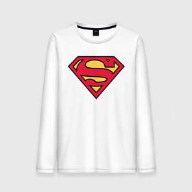 Мужской лонгслив хлопок с принтом Superman logo в Екатеринбурге, 100% хлопок |  | Тематика изображения на принте: clark kent | superman | кларк кент | супермен | супермэн