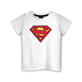 Детская футболка хлопок с принтом Superman logo в Екатеринбурге, 100% хлопок | круглый вырез горловины, полуприлегающий силуэт, длина до линии бедер | Тематика изображения на принте: clark kent | superman | кларк кент | супермен | супермэн