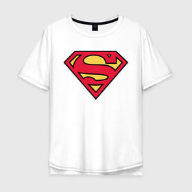 Мужская футболка хлопок Oversize с принтом Superman logo в Екатеринбурге, 100% хлопок | свободный крой, круглый ворот, “спинка” длиннее передней части | clark kent | superman | кларк кент | супермен | супермэн