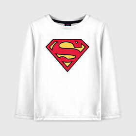 Детский лонгслив хлопок с принтом Superman logo в Екатеринбурге, 100% хлопок | круглый вырез горловины, полуприлегающий силуэт, длина до линии бедер | Тематика изображения на принте: clark kent | superman | кларк кент | супермен | супермэн