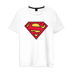 Мужская футболка хлопок с принтом Superman logo в Екатеринбурге, 100% хлопок | прямой крой, круглый вырез горловины, длина до линии бедер, слегка спущенное плечо. | clark kent | superman | кларк кент | супермен | супермэн