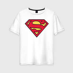 Женская футболка хлопок Oversize с принтом Superman logo в Екатеринбурге, 100% хлопок | свободный крой, круглый ворот, спущенный рукав, длина до линии бедер
 | clark kent | superman | кларк кент | супермен | супермэн