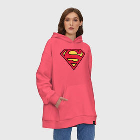 Худи SuperOversize хлопок с принтом Superman logo в Екатеринбурге, 70% хлопок, 30% полиэстер, мягкий начес внутри | карман-кенгуру, эластичная резинка на манжетах и по нижней кромке, двухслойный капюшон
 | clark kent | superman | кларк кент | супермен | супермэн
