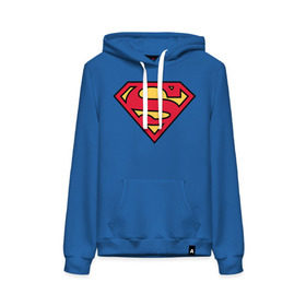 Женская толстовка с принтом Superman logo в Екатеринбурге, френч-терри, мягкий теплый начес внутри (100% хлопок) | карман-кенгуру, эластичные манжеты и нижняя кромка, капюшон с подкладом и шнурком | clark kent | superman | кларк кент | супермен | супермэн