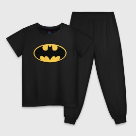 Детская пижама хлопок с принтом Batman logo в Екатеринбурге, 100% хлопок |  брюки и футболка прямого кроя, без карманов, на брюках мягкая резинка на поясе и по низу штанин
 | bat man | batman | batman comics | caped crusader | comics | dark knight | бетмен | брюс уэйн | бэт мен | бэтмен | тёмный рыцарь