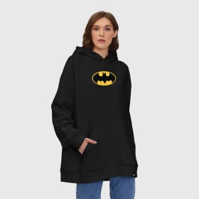 Худи SuperOversize хлопок с принтом Batman logo в Екатеринбурге, 70% хлопок, 30% полиэстер, мягкий начес внутри | карман-кенгуру, эластичная резинка на манжетах и по нижней кромке, двухслойный капюшон
 | bat man | batman | batman comics | caped crusader | comics | dark knight | бетмен | брюс уэйн | бэт мен | бэтмен | тёмный рыцарь