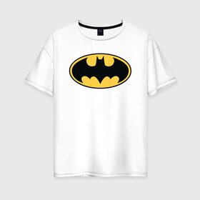 Женская футболка хлопок Oversize с принтом Batman logo в Екатеринбурге, 100% хлопок | свободный крой, круглый ворот, спущенный рукав, длина до линии бедер
 | bat man | batman | batman comics | caped crusader | comics | dark knight | бетмен | брюс уэйн | бэт мен | бэтмен | тёмный рыцарь