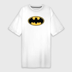 Платье-футболка хлопок с принтом Batman logo в Екатеринбурге,  |  | bat man | batman | batman comics | caped crusader | comics | dark knight | бетмен | брюс уэйн | бэт мен | бэтмен | тёмный рыцарь