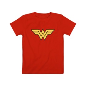 Детская футболка хлопок с принтом Wonder Woman в Екатеринбурге, 100% хлопок | круглый вырез горловины, полуприлегающий силуэт, длина до линии бедер | Тематика изображения на принте: dc | dc comics | diana prince | wonder woman | вандер вуман | вондер вуман | диана принс | супер женщина | чудо женщина