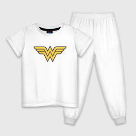 Детская пижама хлопок с принтом Wonder Woman Logo в Екатеринбурге, 100% хлопок |  брюки и футболка прямого кроя, без карманов, на брюках мягкая резинка на поясе и по низу штанин
 | dc | dc comics | diana prince | wonder woman | вандер вуман | вондер вуман | диана принс | супер женщина | чудо женщина