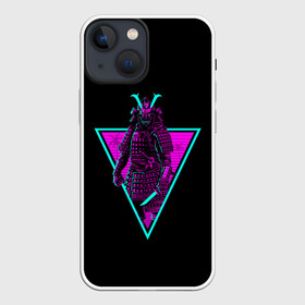 Чехол для iPhone 13 mini с принтом Samurai Retro Neon в Екатеринбурге,  |  | neon | retro | retrowave | samurai | warior | wave | воин | воины | войны | гладиатор | неон | ретро | ретровейв | рэтро | самураи | самурай