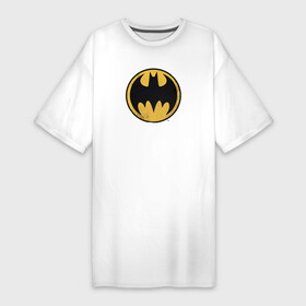 Платье-футболка хлопок с принтом Batman sign в Екатеринбурге,  |  | bat man | batman | batman comics | caped crusader | comics | dark knight | shtatjl | бетмен | брюс уэйн | бэт мен | бэтмен | тёмный рыцарь