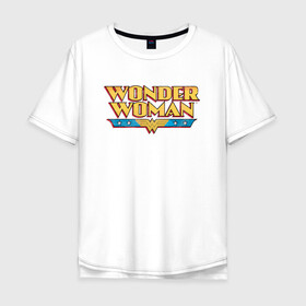 Мужская футболка хлопок Oversize с принтом Wonder Woman Text Logo в Екатеринбурге, 100% хлопок | свободный крой, круглый ворот, “спинка” длиннее передней части | Тематика изображения на принте: dc | dc comics | diana prince | shtatjl | wonder woman | вандер вуман | вондер вуман | диана принс | супер женщина | чудо женщина