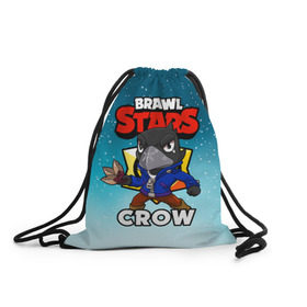 Рюкзак-мешок 3D с принтом BRAWL STARS CROW в Екатеринбурге, 100% полиэстер | плотность ткани — 200 г/м2, размер — 35 х 45 см; лямки — толстые шнурки, застежка на шнуровке, без карманов и подкладки | brawl stars | brawl stars crow | brawler | crow | бравл старз | бравлер | ворон