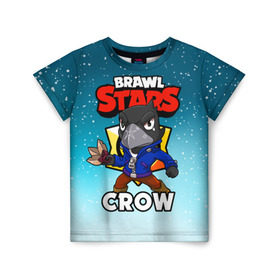 Детская футболка 3D с принтом BRAWL STARS CROW в Екатеринбурге, 100% гипоаллергенный полиэфир | прямой крой, круглый вырез горловины, длина до линии бедер, чуть спущенное плечо, ткань немного тянется | brawl stars | brawl stars crow | brawler | crow | бравл старз | бравлер | ворон