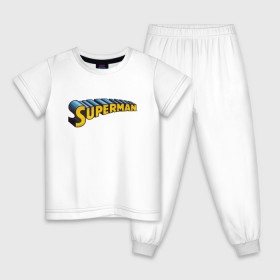 Детская пижама хлопок с принтом Superman в Екатеринбурге, 100% хлопок |  брюки и футболка прямого кроя, без карманов, на брюках мягкая резинка на поясе и по низу штанин
 | Тематика изображения на принте: clark kent | shtatjl | superman | кларк кент | супермен | супермэн