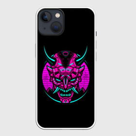Чехол для iPhone 13 с принтом Samurai Retro Neon в Екатеринбурге,  |  | neon | retro | retrowave | samurai | warior | wave | воин | воины | войны | гладиатор | маска | неон | ретро | ретровейв | рэтро | самураи | самурай