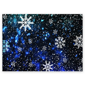 Поздравительная открытка с принтом СНЕЖИНКИ в Екатеринбурге, 100% бумага | плотность бумаги 280 г/м2, матовая, на обратной стороне линовка и место для марки
 | 2019 | 2020 | background | holiday | new year | rat | snow | гирлянда | год крысы | елка | зима | новый год | праздник | рождество | синий | снег | снежинки | текстура | фон