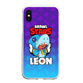 Чехол для iPhone XS Max матовый с принтом BRAWL STARS LEON SHARK в Екатеринбурге, Силикон | Область печати: задняя сторона чехла, без боковых панелей | 8 bit | 8 бит | brawl stars | bull | colt | crow | leon | leon shark | shark | stars | акула | берли | ворон | динамайк | кольт | леон | леон акула | нита | спайк | шелли | эль примо