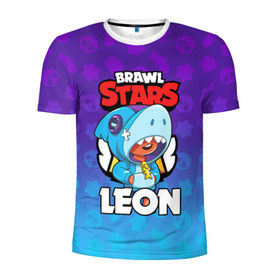 Мужская футболка 3D спортивная с принтом BRAWL STARS LEON SHARK в Екатеринбурге, 100% полиэстер с улучшенными характеристиками | приталенный силуэт, круглая горловина, широкие плечи, сужается к линии бедра | 8 bit | 8 бит | brawl stars | bull | colt | crow | leon | leon shark | shark | stars | акула | берли | ворон | динамайк | кольт | леон | леон акула | нита | спайк | шелли | эль примо