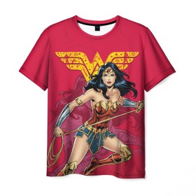 Мужская футболка 3D с принтом Wonder Woman в Екатеринбурге, 100% полиэфир | прямой крой, круглый вырез горловины, длина до линии бедер | dc | dc comics | diana prince | shtatjl | wonder woman | вандер вуман | вондер вуман | диана принс | супер женщина | чудо женщина