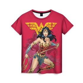 Женская футболка 3D с принтом Wonder Woman в Екатеринбурге, 100% полиэфир ( синтетическое хлопкоподобное полотно) | прямой крой, круглый вырез горловины, длина до линии бедер | dc | dc comics | diana prince | shtatjl | wonder woman | вандер вуман | вондер вуман | диана принс | супер женщина | чудо женщина