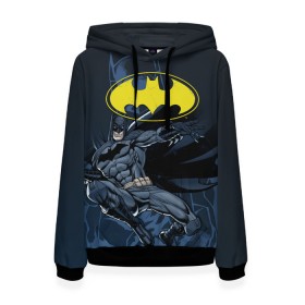 Женская толстовка 3D с принтом Batman в Екатеринбурге, 100% полиэстер  | двухслойный капюшон со шнурком для регулировки, мягкие манжеты на рукавах и по низу толстовки, спереди карман-кенгуру с мягким внутренним слоем. | bat man | batman | batman comics | caped crusader | comics | dark knight | бетмен | брюс уэйн | бэт мен | бэтмен | тёмный рыцарь
