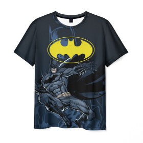 Мужская футболка 3D с принтом Batman в Екатеринбурге, 100% полиэфир | прямой крой, круглый вырез горловины, длина до линии бедер | Тематика изображения на принте: bat man | batman | batman comics | caped crusader | comics | dark knight | бетмен | брюс уэйн | бэт мен | бэтмен | тёмный рыцарь