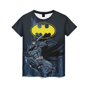 Женская футболка 3D с принтом Batman в Екатеринбурге, 100% полиэфир ( синтетическое хлопкоподобное полотно) | прямой крой, круглый вырез горловины, длина до линии бедер | bat man | batman | batman comics | caped crusader | comics | dark knight | бетмен | брюс уэйн | бэт мен | бэтмен | тёмный рыцарь