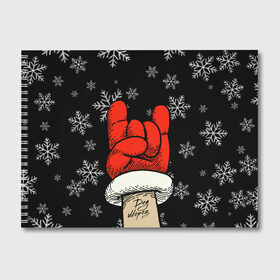 Альбом для рисования с принтом Рок Дед Мороз в Екатеринбурге, 100% бумага
 | матовая бумага, плотность 200 мг. | Тематика изображения на принте: happy new year | santa | дед мороз | каникулы | мороз | новогодний свитер | новый год | оливье | праздник | рождество | санта клаус | свитер новогодний | снег | снегурочка | снежинки