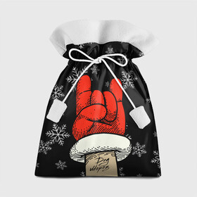 Подарочный 3D мешок с принтом Рок Дед Мороз в Екатеринбурге, 100% полиэстер | Размер: 29*39 см | happy new year | santa | дед мороз | каникулы | мороз | новогодний свитер | новый год | оливье | праздник | рождество | санта клаус | свитер новогодний | снег | снегурочка | снежинки