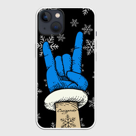 Чехол для iPhone 13 с принтом Рок Снегурочка в Екатеринбурге,  |  | happy new year | santa | дед мороз | каникулы | мороз | новогодний свитер | новый год | оливье | праздник | рождество | санта клаус | свитер новогодний | снег | снегурочка | снежинки