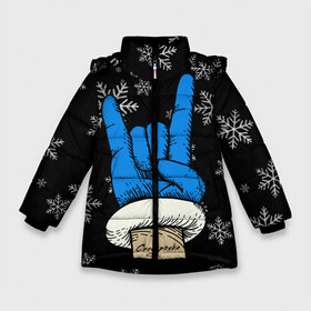 Зимняя куртка для девочек 3D с принтом Рок Снегурочка в Екатеринбурге, ткань верха — 100% полиэстер; подклад — 100% полиэстер, утеплитель — 100% полиэстер. | длина ниже бедра, удлиненная спинка, воротник стойка и отстегивающийся капюшон. Есть боковые карманы с листочкой на кнопках, утяжки по низу изделия и внутренний карман на молнии. 

Предусмотрены светоотражающий принт на спинке, радужный светоотражающий элемент на пуллере молнии и на резинке для утяжки. | Тематика изображения на принте: happy new year | santa | дед мороз | каникулы | мороз | новогодний свитер | новый год | оливье | праздник | рождество | санта клаус | свитер новогодний | снег | снегурочка | снежинки