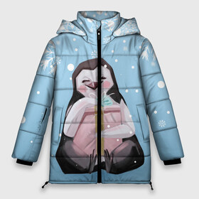 Женская зимняя куртка 3D с принтом New Year Penguin в Екатеринбурге, верх — 100% полиэстер; подкладка — 100% полиэстер; утеплитель — 100% полиэстер | длина ниже бедра, силуэт Оверсайз. Есть воротник-стойка, отстегивающийся капюшон и ветрозащитная планка. 

Боковые карманы с листочкой на кнопках и внутренний карман на молнии | 