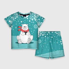 Детский костюм с шортами 3D с принтом North bear в Екатеринбурге,  |  | Тематика изображения на принте: happy new year | santa | дед мороз | каникулы | мороз | новогодний свитер | новый год | оливье | праздник | рождество | санта клаус | свитер новогодний | снег | снегурочка | снежинки