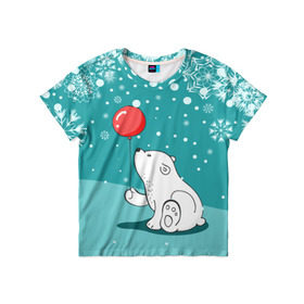 Детская футболка 3D с принтом North bear в Екатеринбурге, 100% гипоаллергенный полиэфир | прямой крой, круглый вырез горловины, длина до линии бедер, чуть спущенное плечо, ткань немного тянется | Тематика изображения на принте: happy new year | santa | дед мороз | каникулы | мороз | новогодний свитер | новый год | оливье | праздник | рождество | санта клаус | свитер новогодний | снег | снегурочка | снежинки