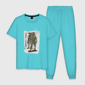 Мужская пижама хлопок с принтом Airsoft team в Екатеринбурге, 100% хлопок | брюки и футболка прямого кроя, без карманов, на брюках мягкая резинка на поясе и по низу штанин
 | airsoft | оружие | снаряжение | страйкбол